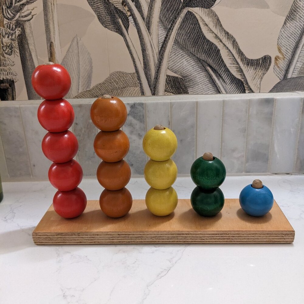 Vintage Wood Sorting Beads Nursery Baby Room Decor by Whitney